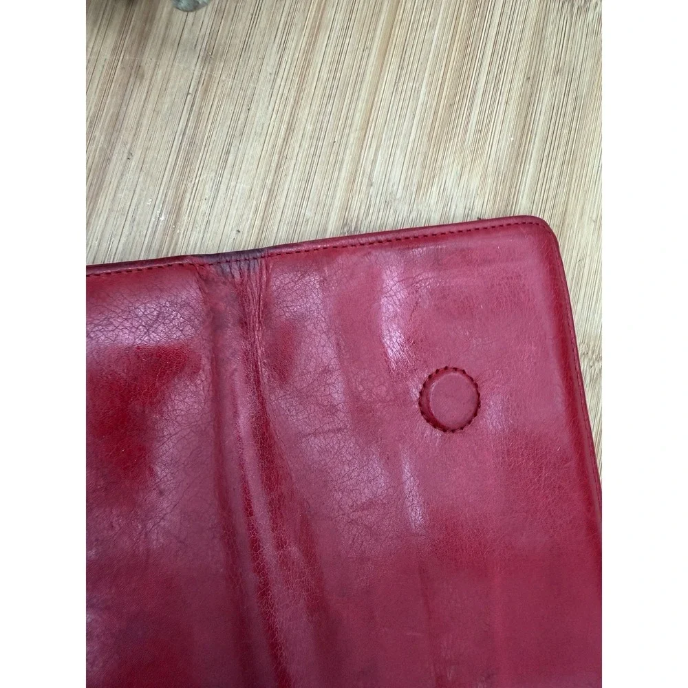 HOBO‎ INTERNATIONAL Ruby Red Leather Clutch Clean Inside Magnetic